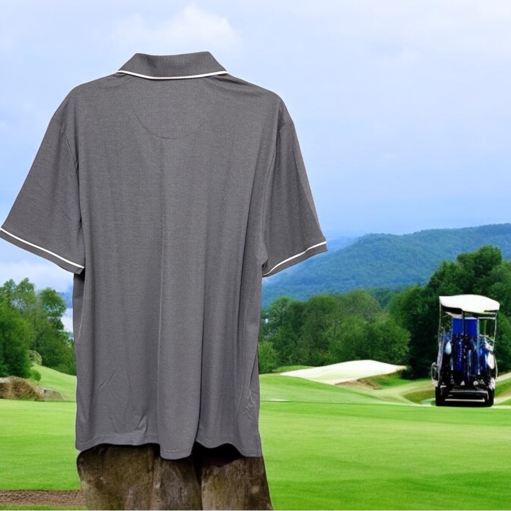 Men's Gray Polo Shirt with graphic design - Picture 3 of 4
